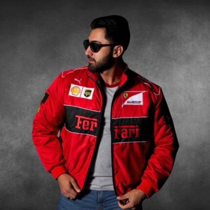 Ferrari Vintage F1 bomber jacket print and embroidery mixed