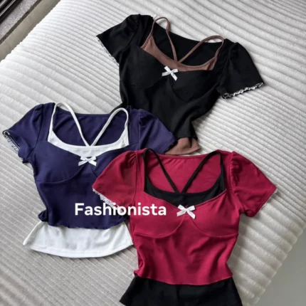 🎀 Bow Detail Padded Knit Top